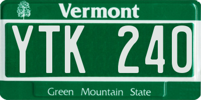 VT license plate YTK240