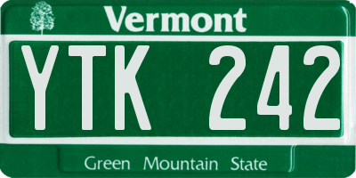 VT license plate YTK242