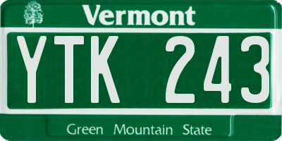 VT license plate YTK243