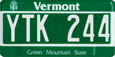 VT license plate YTK244