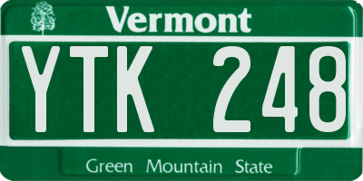 VT license plate YTK248