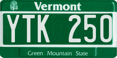 VT license plate YTK250