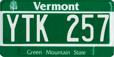 VT license plate YTK257