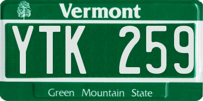 VT license plate YTK259