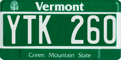 VT license plate YTK260