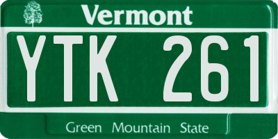 VT license plate YTK261