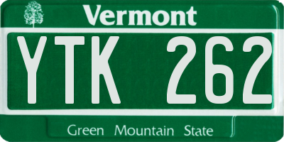 VT license plate YTK262