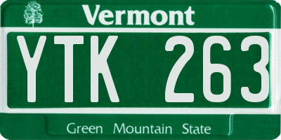 VT license plate YTK263
