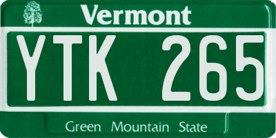 VT license plate YTK265