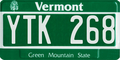 VT license plate YTK268