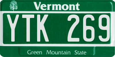 VT license plate YTK269