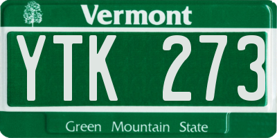VT license plate YTK273
