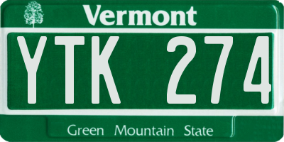 VT license plate YTK274