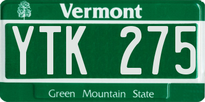 VT license plate YTK275