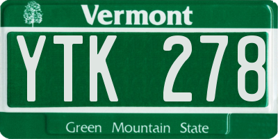 VT license plate YTK278