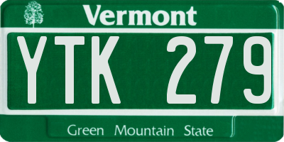 VT license plate YTK279