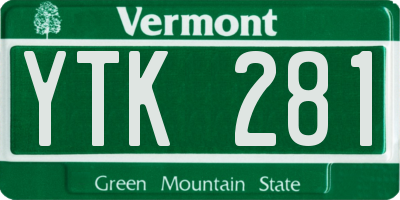 VT license plate YTK281