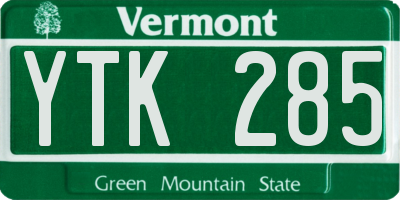 VT license plate YTK285