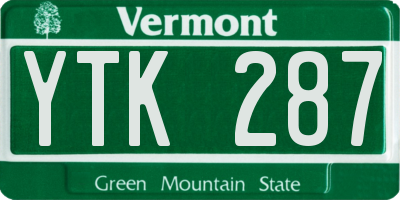 VT license plate YTK287
