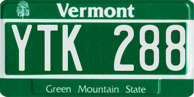 VT license plate YTK288