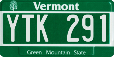 VT license plate YTK291