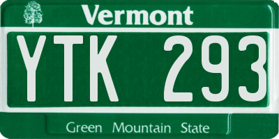 VT license plate YTK293