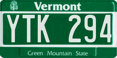 VT license plate YTK294