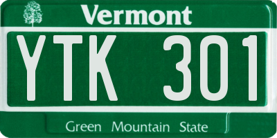 VT license plate YTK301
