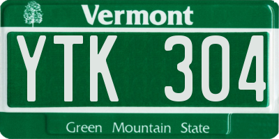 VT license plate YTK304