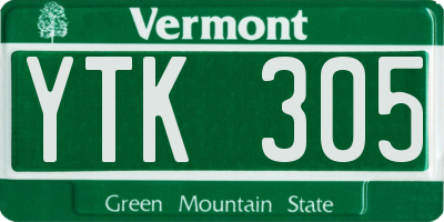 VT license plate YTK305