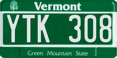 VT license plate YTK308