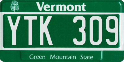 VT license plate YTK309