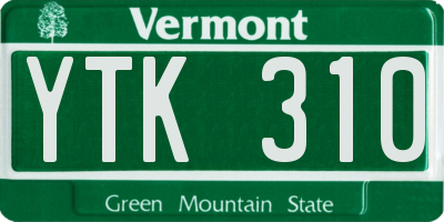 VT license plate YTK310
