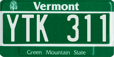 VT license plate YTK311