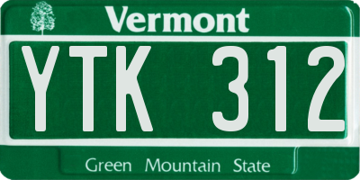 VT license plate YTK312