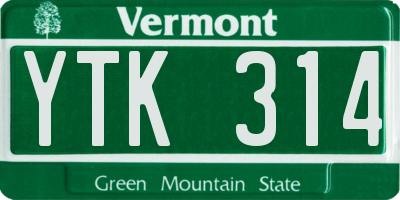 VT license plate YTK314