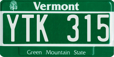 VT license plate YTK315