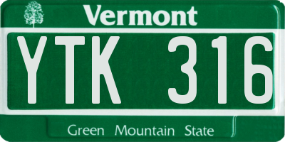 VT license plate YTK316
