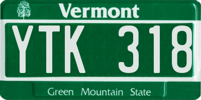 VT license plate YTK318
