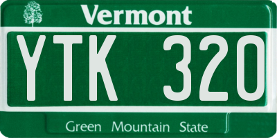 VT license plate YTK320