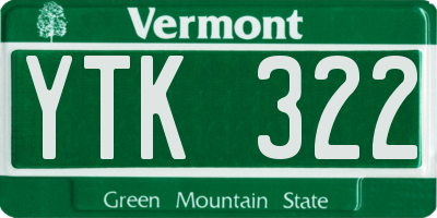 VT license plate YTK322