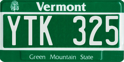 VT license plate YTK325