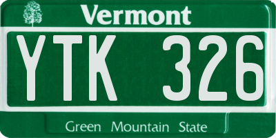 VT license plate YTK326