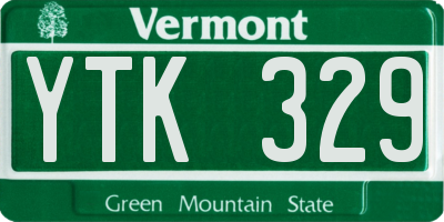 VT license plate YTK329