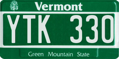 VT license plate YTK330