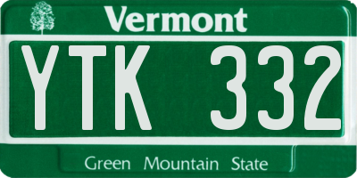 VT license plate YTK332