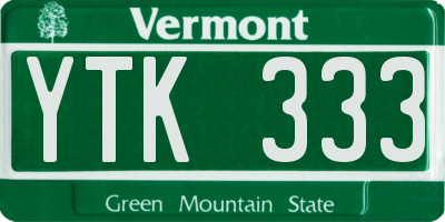 VT license plate YTK333