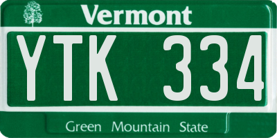 VT license plate YTK334