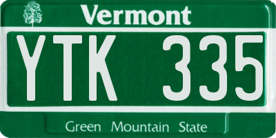 VT license plate YTK335