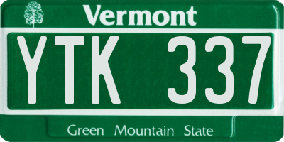 VT license plate YTK337